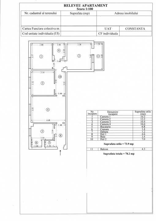 Tomis Nord - Parc Tabacarie, apartament 4 camere, etaj 2