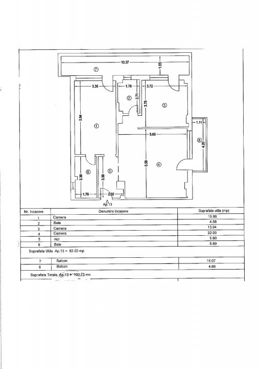 Centru, apartament 3 camere, 102 mp, loc de parcare propriu