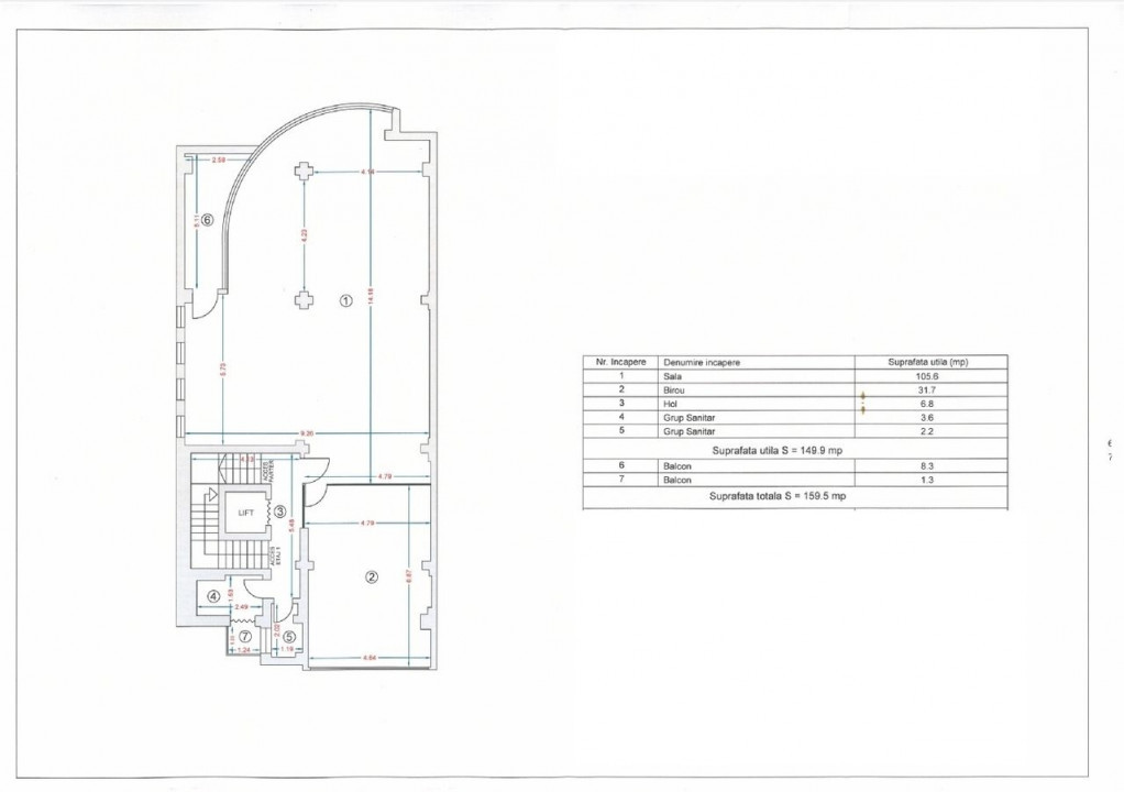 Ultracentral, SPATIU EXCLUSIV BIROURI, etaj 1,  163 mp.