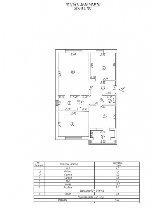 Inel II - Eliberarii, apartament 3 camere, etaj 3, mobilat/utilat
