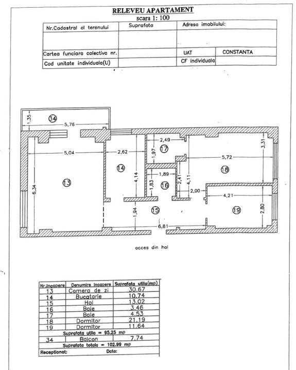 Tomis Plus imobil 3 camere , 103 mp. utili, loc parcare subteran, mobilat