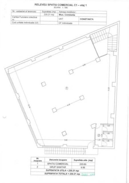 Spațiu comercial de închiriat P+1 – 464 mp, open space, Zona Casa de Cultură