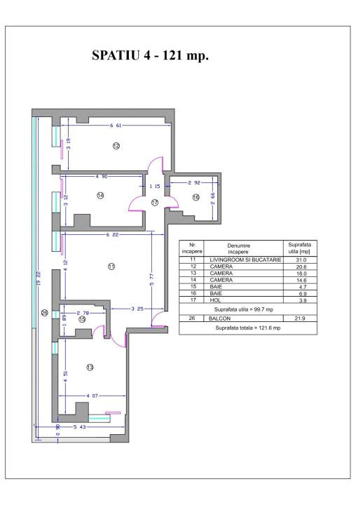 Spații moderne de birouri  , 4 camere, 121 mp., PARCARE PROPRIE, cladire 2026