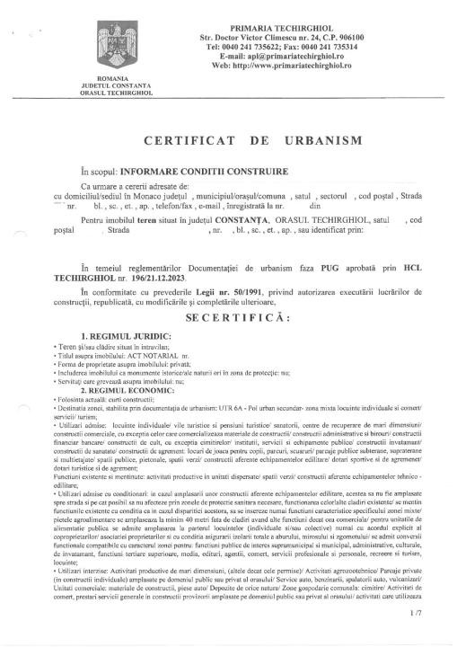 Oportunitate! Techirghiol, teren 923 mp., ideal constructie, investitie!