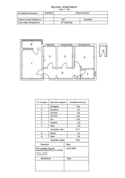 Intim  - Sabroso, apartament 3 camere decomandate, 
