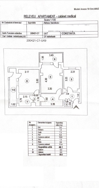 Tomis III - spatiu 50 mp., avizat cabinete medicale